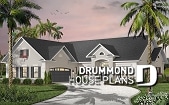 front - BASE MODEL - 3 bedroom ranch style house plan, 2-car garage, formal dining room, large laundry room, fireplace, deck - Millport