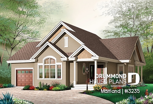 front - BASE MODEL - 3 bedroom transitional style bungalow with cathedral ceiling, covered terrace & garage - Maitland