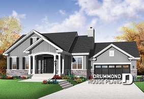 front - BASE MODEL - Craftsman bungalow, open living concept, two car garage, fireplace in family room, unfinished basement - Newburg 2