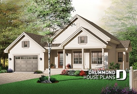 front - BASE MODEL - 2 bedroom bungalow with covered porches front & back and garage - Concord
