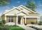 front - BASE MODEL - Single storey house plan, 3 bedroom, 2-car garage, fireplace, great master suite and covered terrace - Easthaven