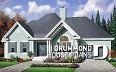 front - BASE MODEL - 3 bedroom bungalow house plan with fireplace, cathedral ceiling and garage - Hartford