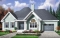 front - BASE MODEL - 3 bedroom bungalow house plan with fireplace, cathedral ceiling and garage - Hartford
