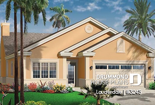 front - BASE MODEL - Narrow lot house plan, 3 bedroom with ensuite, formal dining room, double garage and lanai - Lauderdale