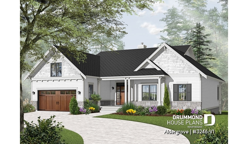 Color version 7 - Front - Spectacular Modern Craftsman house plan with walkout basement, 4-5 bedroom, perfect lakefront home plan - Aldergrove