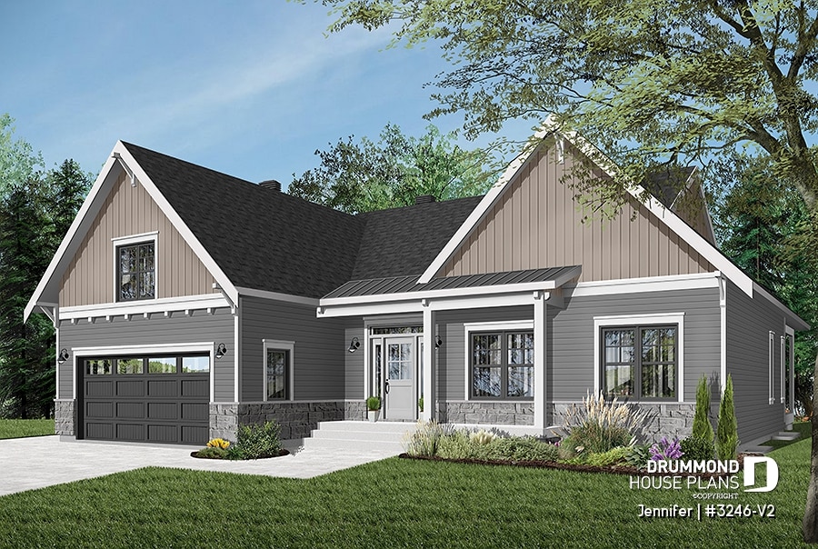 House plan 2 bedrooms, 1.5 bathrooms, garage, 3246-V2 | Drummond House ...