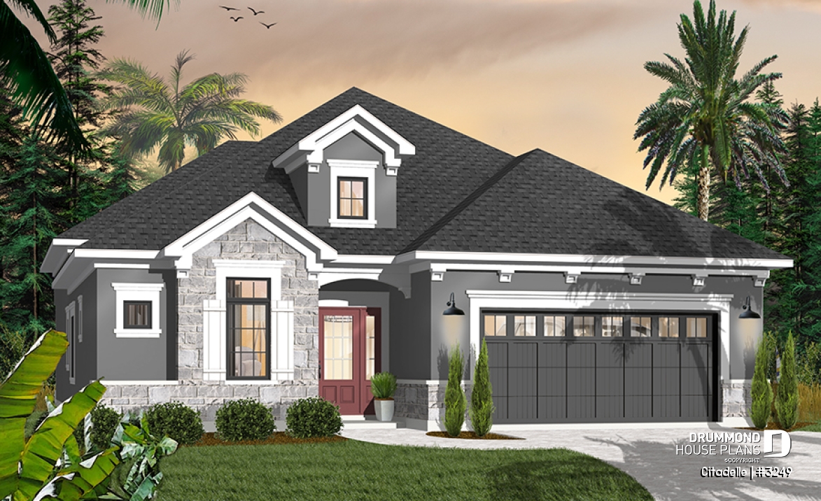 front - BASE MODEL - 4 bedroom, one storey Craftsman with ample storage and laundry area - Citadelle