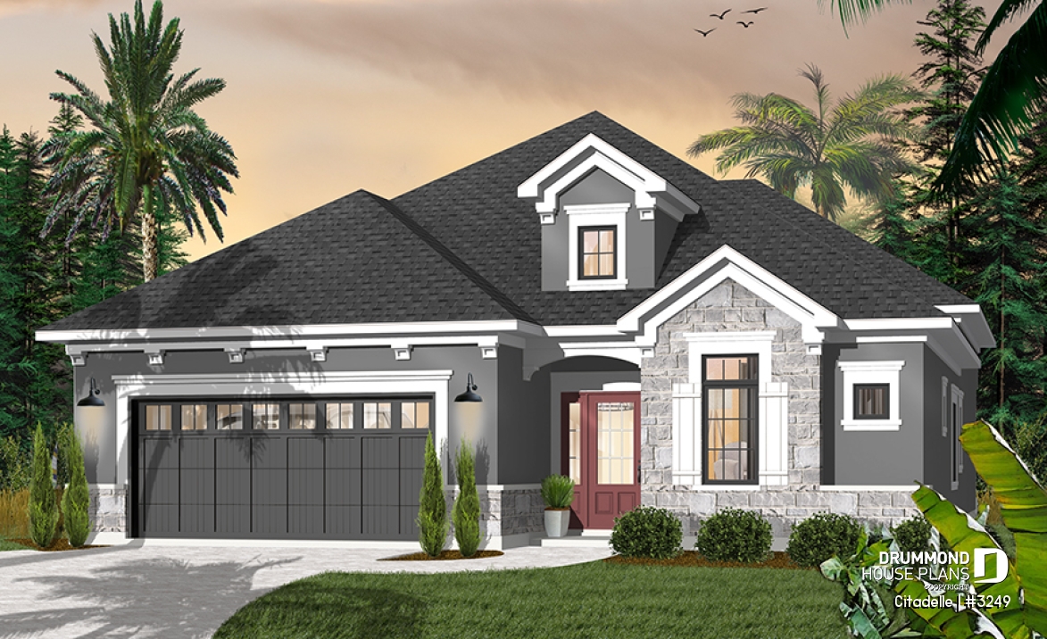 front - BASE MODEL - 4 bedroom, one storey Craftsman with ample storage and laundry area - Citadelle