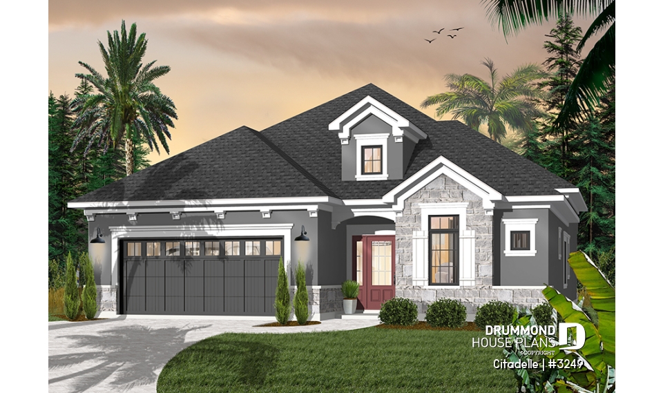 front - BASE MODEL - 4 bedroom, one storey Craftsman with ample storage and laundry area - Citadelle