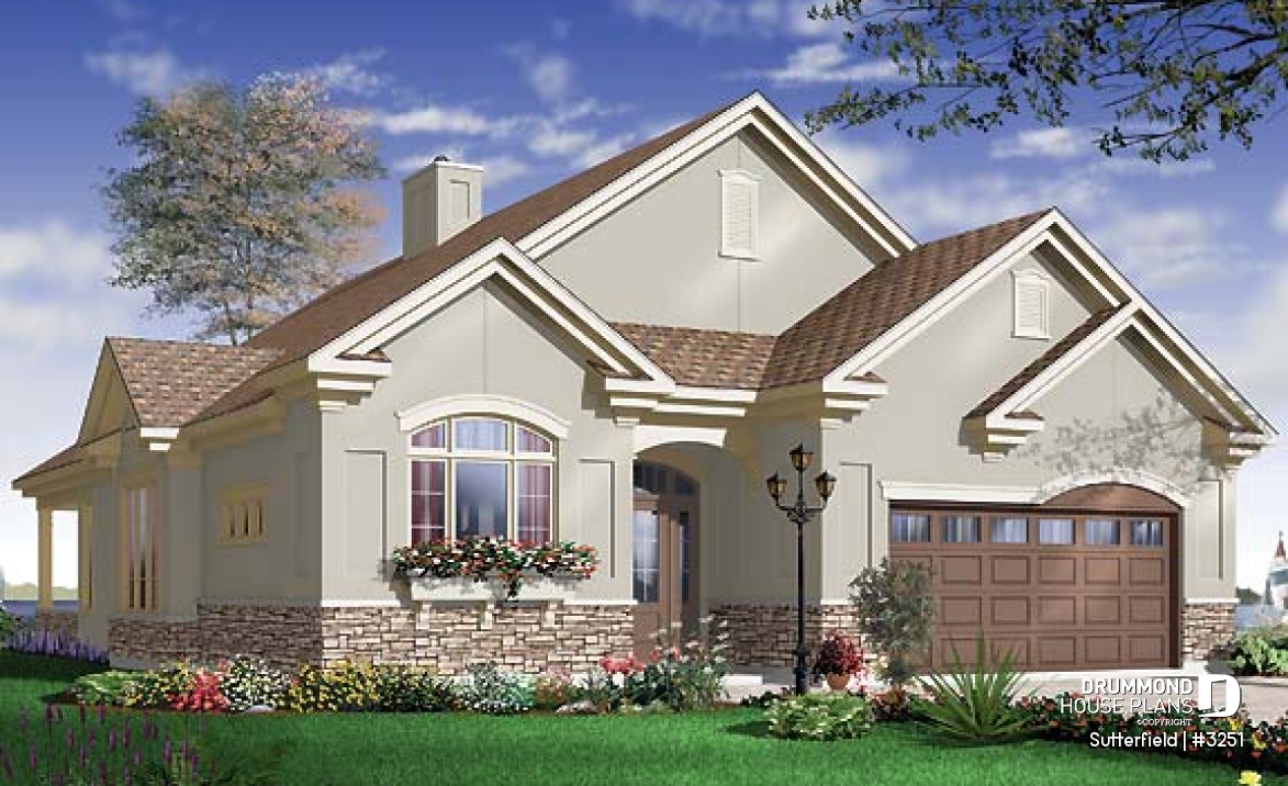 front - BASE MODEL - 3 bedroom Florida style single storey with double garage and lanai - Sutterfield
