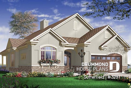 front - BASE MODEL - 3 bedroom Florida style single storey with double garage and lanai - Sutterfield