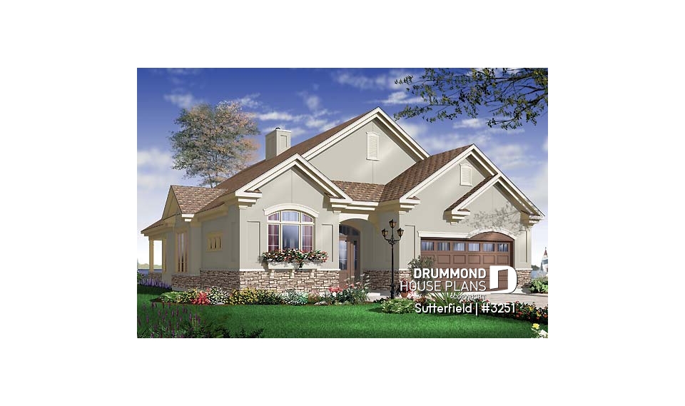 front - BASE MODEL - 3 bedroom Florida style single storey with double garage and lanai - Sutterfield