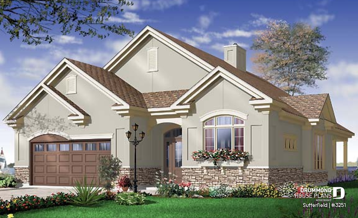 front - BASE MODEL - 3 bedroom Florida style single storey with double garage and lanai - Sutterfield