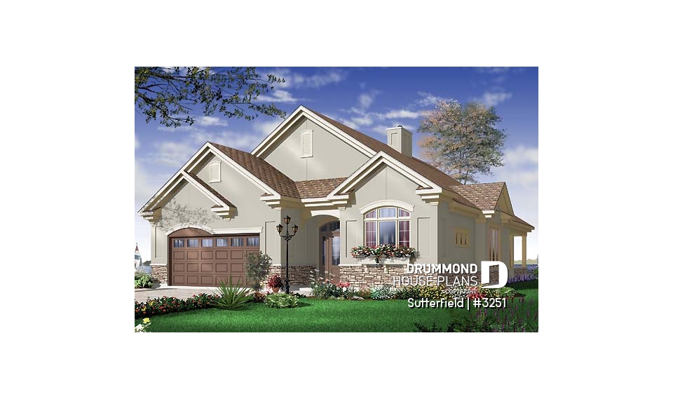 front - BASE MODEL - 3 bedroom Florida style single storey with double garage and lanai - Sutterfield