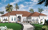 front - BASE MODEL - 4 bedroom Mediteraneanm home plan with 10' ceilngs and triple garage - Whitehurst