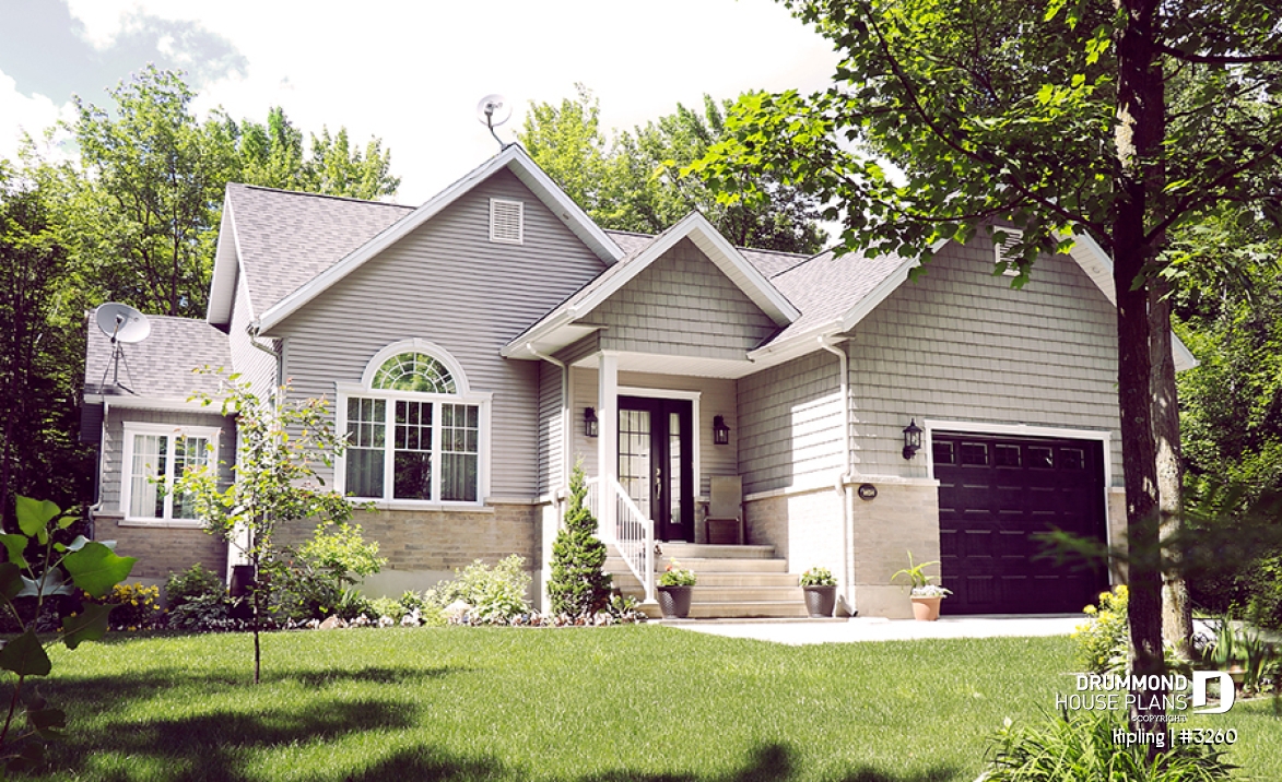front - BASE MODEL - Bright country-style bungalow with open layout and garage – A cozy and functional home design - Kipling