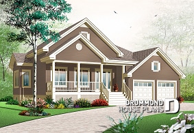 front - BASE MODEL - 2 bedroom craftsman style house plan with double garage, spacious floor plan - Jackson