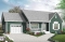 front - BASE MODEL - Single storey country house plan with 2 bedrooms, computer corner, pantry, planning desk and garage - Kirwen