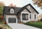 Color version 5 - Front - Single storey 2 to 3 bedroom Cape Cod house plan with garage, open concept, bonus room, fireplace - Lilly