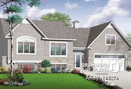 front - BASE MODEL - 2 to 4 bedroom Cape Cod style house plan with bonus space and garage, 2-car garage - Amaryllis