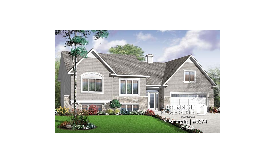front - BASE MODEL - 2 to 4 bedroom Cape Cod style house plan with bonus space and garage, 2-car garage - Amaryllis