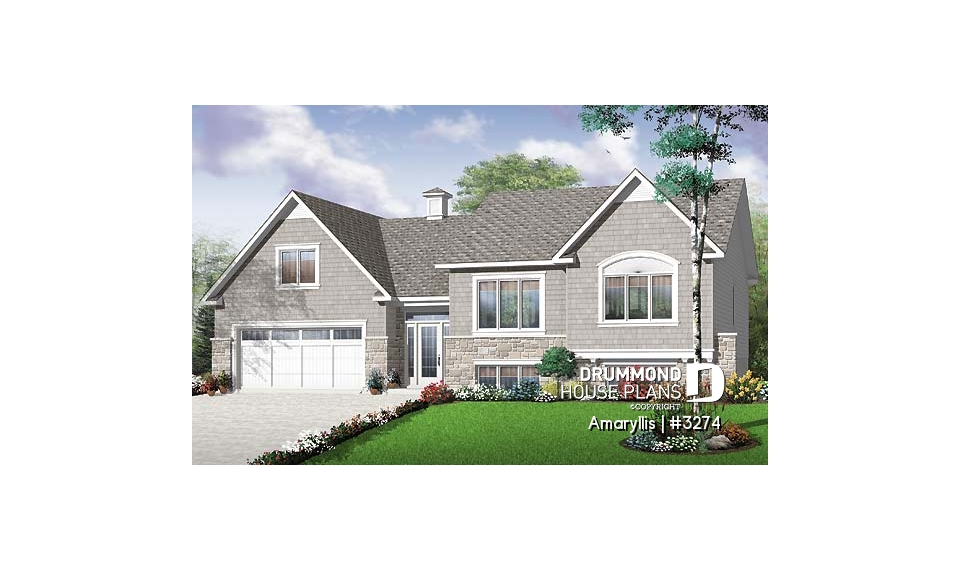 front - BASE MODEL - 2 to 4 bedroom Cape Cod style house plan with bonus space and garage, 2-car garage - Amaryllis