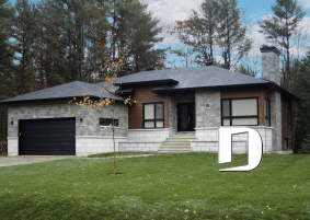 front - BASE MODEL - Affordable Ranch bungalow, home office (or bed # 3), 2-car garage, pantry, fireplace, laundry room - Sonata