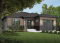 front - BASE MODEL - One-bedroom small one-story modern house plan with open floor plan, master suite, great kitchen, garage - Solo