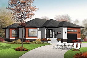 front - BASE MODEL - Modern House Plan with open floor plan concept, large kitchen island and a large garage - Stillwell