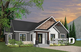 Color version 3 - Front - 3 bedroom Craftsman inspired home with master suite, laundry rooom, open kitchen / family room concept - Providence 1