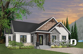Color version 6 - Front - 3 bedroom Craftsman inspired home with master suite, laundry rooom, open kitchen / family room concept - Providence 1