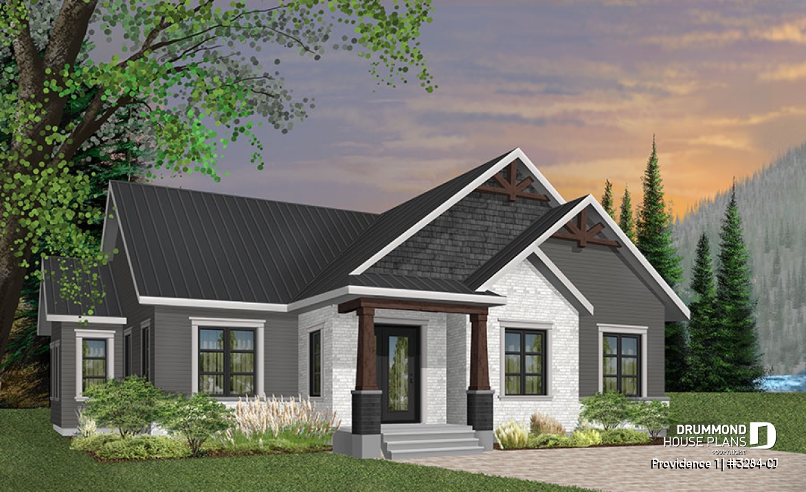 front - BASE MODEL - 3 bedroom Craftsman inspired home with master suite, laundry rooom, open kitchen / family room concept - Providence 1
