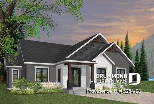 front - BASE MODEL - 3 bedroom Craftsman inspired home with master suite, laundry rooom, open kitchen / family room concept - Providence 1