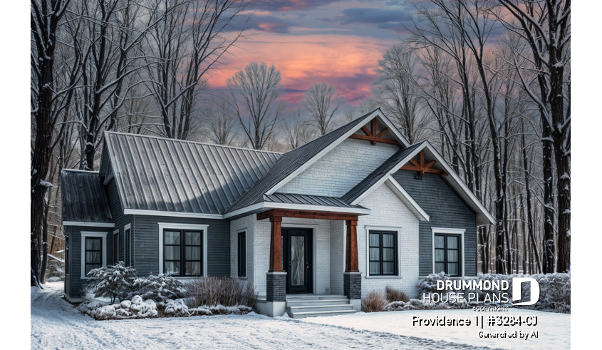 front - BASE MODEL - 3 bedroom Craftsman inspired home with master suite, laundry rooom, open kitchen / family room concept - Providence 1