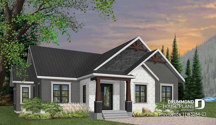 front - BASE MODEL - 3 bedroom Craftsman inspired home with master suite, laundry rooom, open kitchen / family room concept - Providence 1