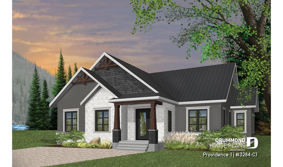 front - BASE MODEL - 3 bedroom Craftsman inspired home with master suite, laundry rooom, open kitchen / family room concept - Providence 1