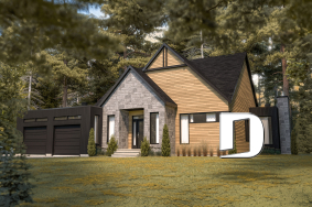 Color version 1 - Front - 3 bedroom scandinavian style bungalow, master suite, 2-car garage, lots of windows, 9' ceiling - Hygge
