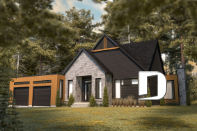 front - BASE MODEL - Modern Scandinavian Home Plan, Beautiful Master Suite, 2-car garage, Lots of Windows, Covered Rear Terrace - Hygge