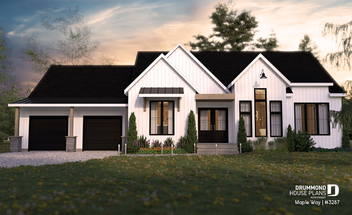 front - BASE MODEL - One-story Modern Farmhouse, Spacious Master Suite, 2-Car-Garage, Large Covered Terrace, 10' Ceiling in Living - Maple Way