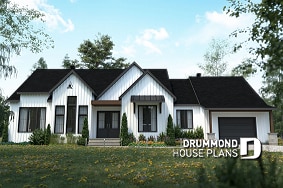 front - BASE MODEL - 3 bedrooms modern farmhouse with garage, home office, large master suite, great family room w/fireplace - Maple Way 2