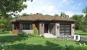 front - BASE MODEL - Modern one-story home with great open floor plan, large kitchen island, pantry, one-car garage, 2 beds - Pintendre