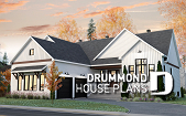 front - BASE MODEL - Farmhouse one-storey home, larger master suite, 2-car garage, open concept, back kitchen, mudroom - Country Side 2