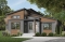 front - BASE MODEL - 1 bedroom modern mid-century house plan with open floor plan, economical home, unfinished daylight basement - Oxford