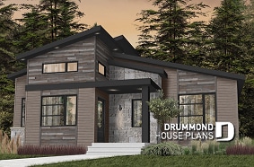 front - BASE MODEL - Modern rustic bungalow of 2 bedroom, huge kitchen with pantry, mud room, 12'4 ceiling at the foyer, open space - Oxford 2