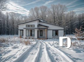 front - BASE MODEL - Modern rustic bungalow of 2 bedroom, huge kitchen with pantry, mud room, 12'4 ceiling at the foyer, open space - Oxford 2