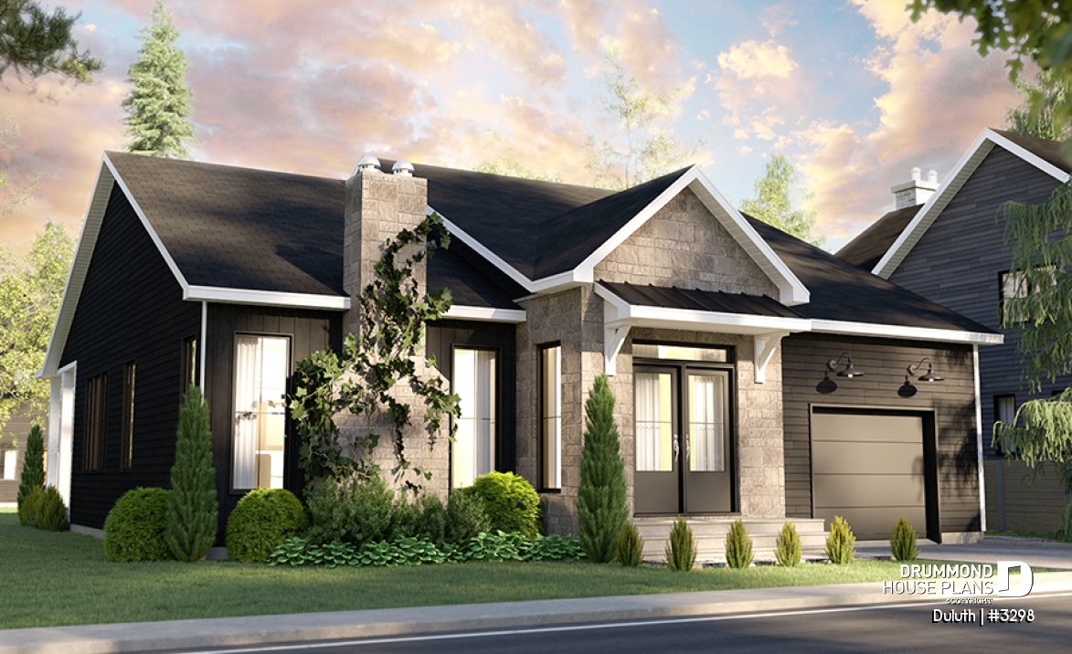 front - BASE MODEL - Cozy 2 beds / 2 baths farmhouse plan with 9' ceiling, pantry and laundry room on main floor - Duluth