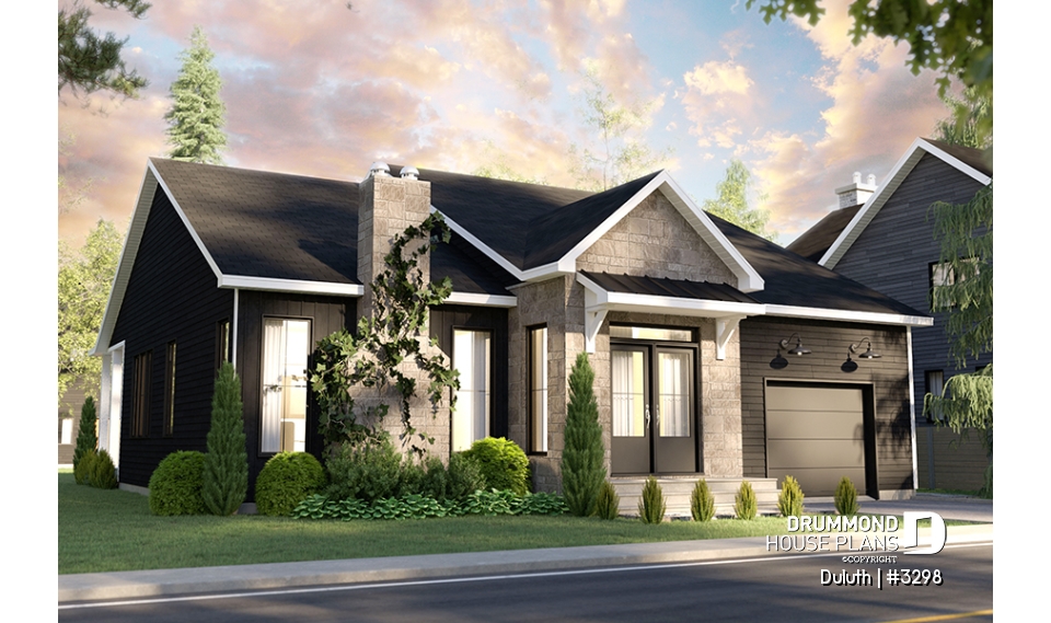 front - BASE MODEL - Cozy 2 beds / 2 baths farmhouse plan with 9' ceiling, pantry and laundry room on main floor - Duluth