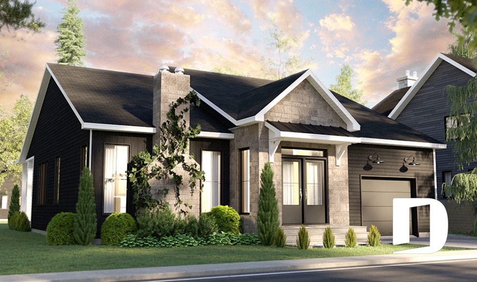 front - BASE MODEL - Cozy 2 beds / 2 baths farmhouse plan with 9' ceiling, pantry and laundry room on main floor - Duluth