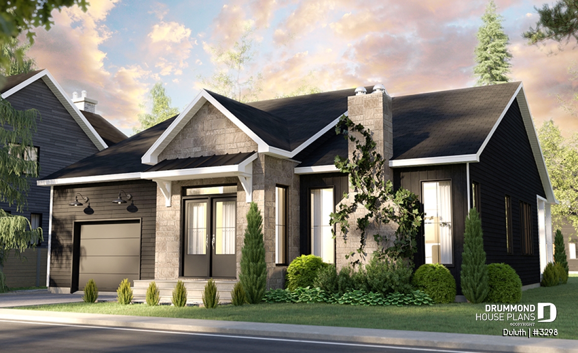 front - BASE MODEL - Cozy 2 beds / 2 baths farmhouse plan with 9' ceiling, pantry and laundry room on main floor - Duluth