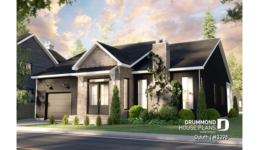 front - BASE MODEL - Cozy 2 beds / 2 baths farmhouse plan with 9' ceiling, pantry and laundry room on main floor - Duluth